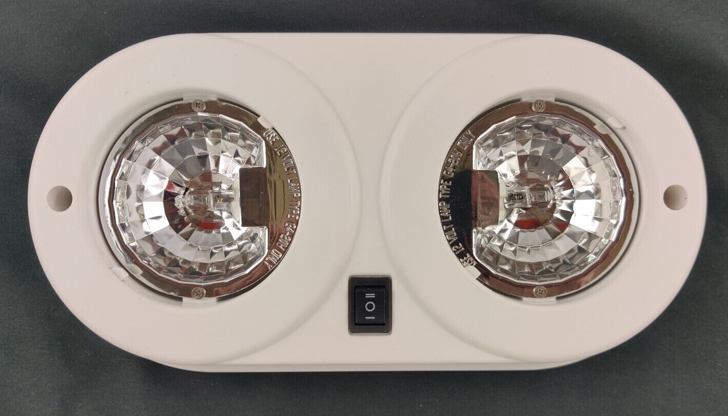 Halogen Dual Double Interior Light 12v Surface Mount W Switch Ceiling Fixture RV