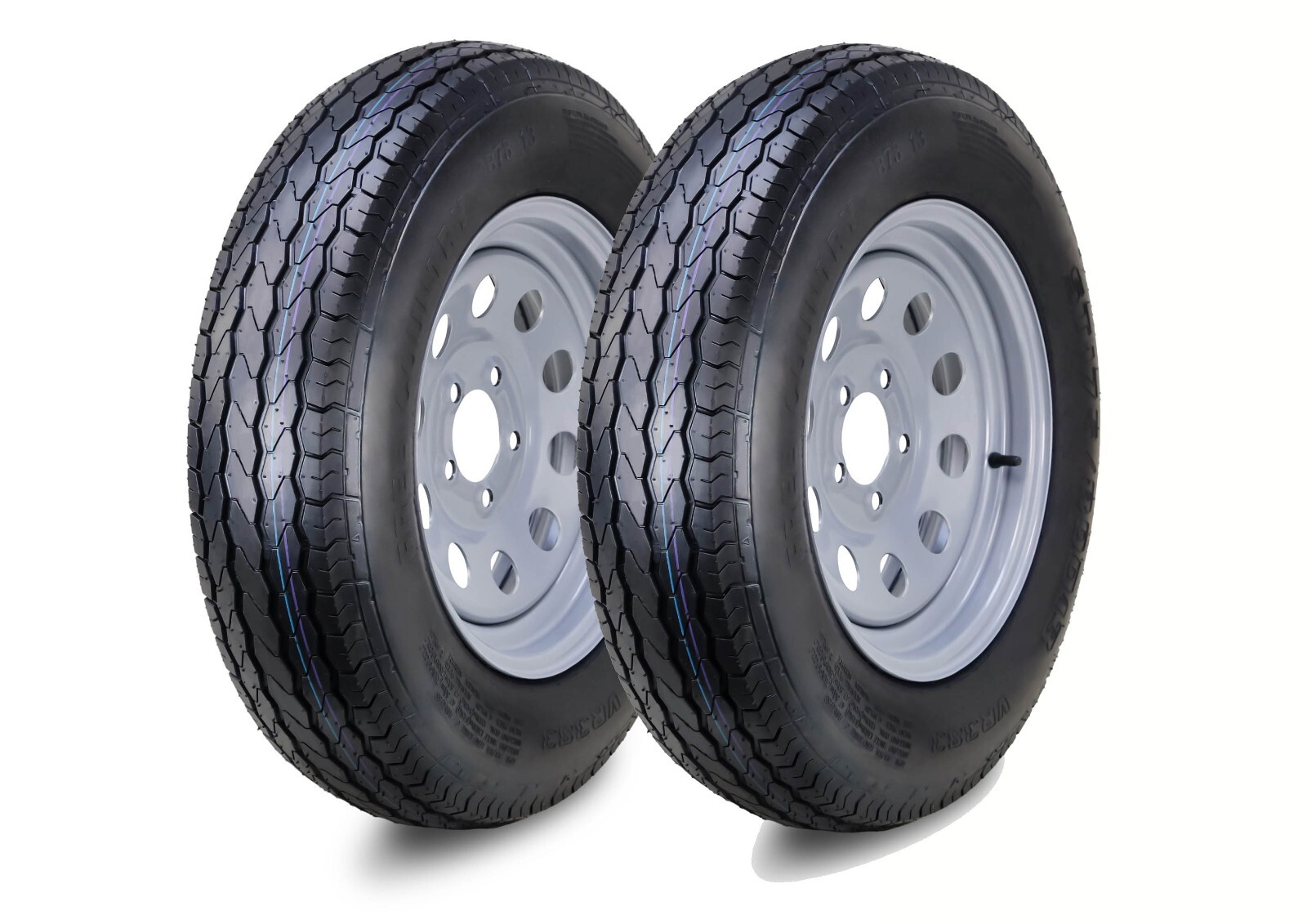 2 FC Trailer Tire Assembly ST175/80R13 8-Ply Silver Mod Rim 5 Lug on 4.5″