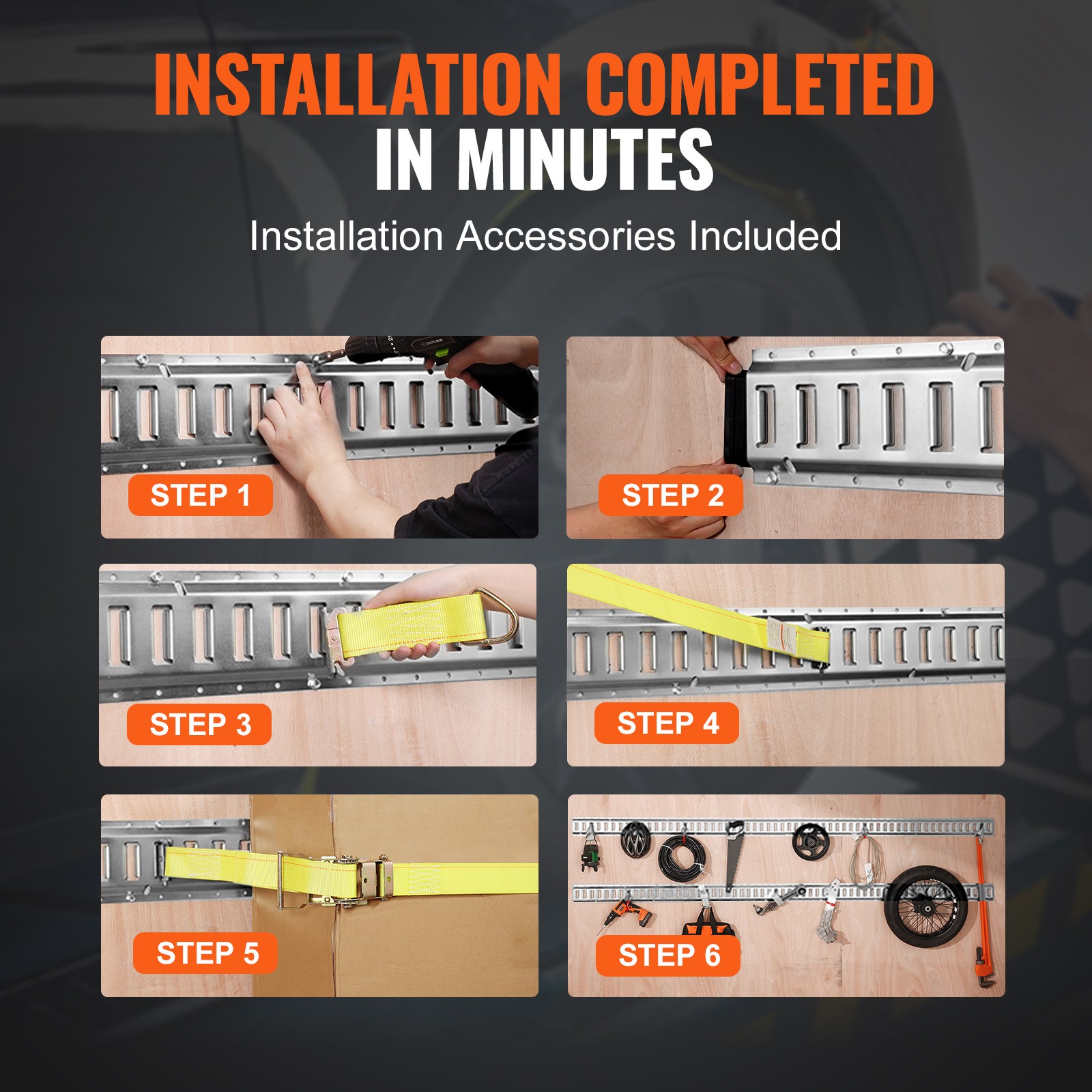 VEVOR E Track Tie Down Rail Kit 24PCS 5′ E Track Rails Enclosed Cargo Trailer