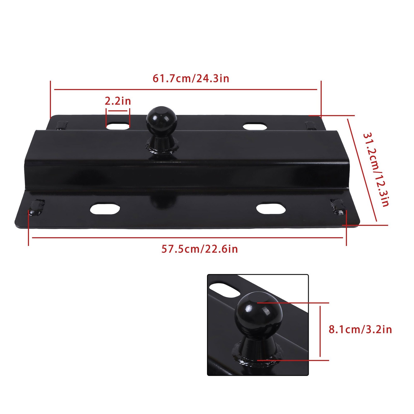 New 30,000lb Gooseneck Ball Plate All Standard 5th Wheel Rails Adapter Hitch