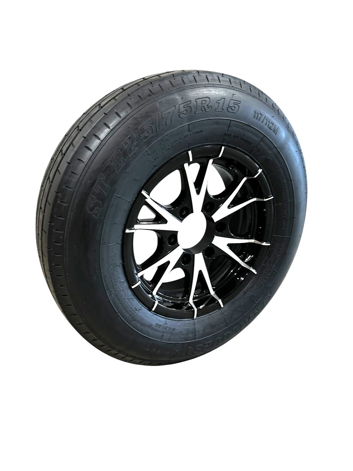 Trailer Tire on Rim ST225/75R15 LRE Radial 6 Lug 6×5.5″ Rhino Aluminum Wheel