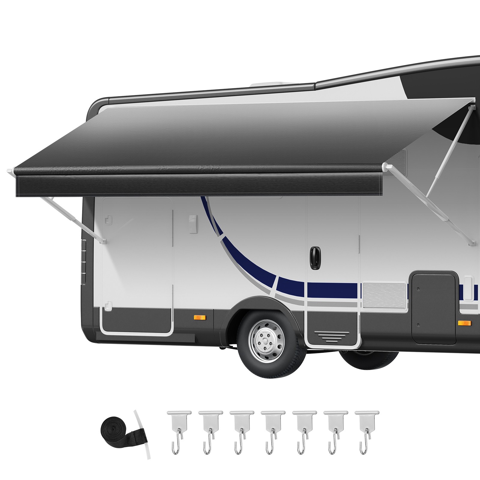 Uimoso Awning Fabric Replacement 16′(Fabric 15’2″) Camper Trailer Black Gradient