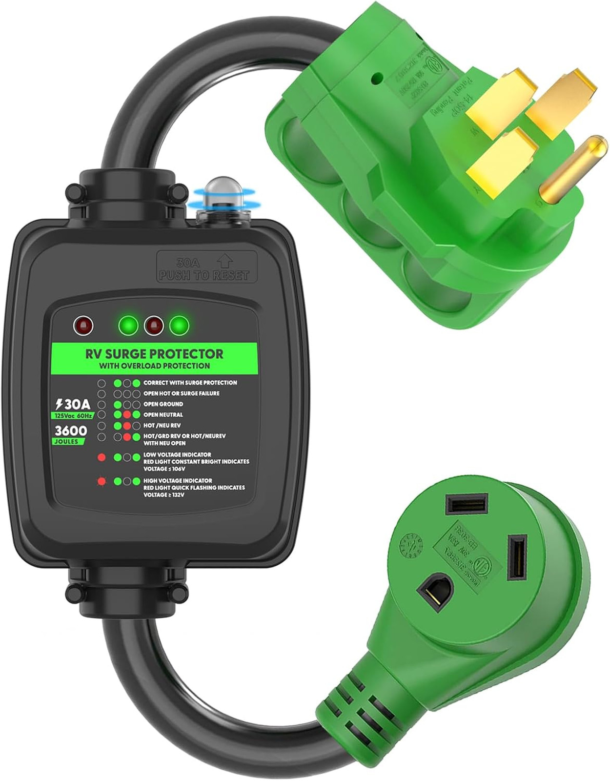 RV Surge Protector Adapter 50 Amp to 30 Amp Power Cord NEMA 14-50P to TT-30R