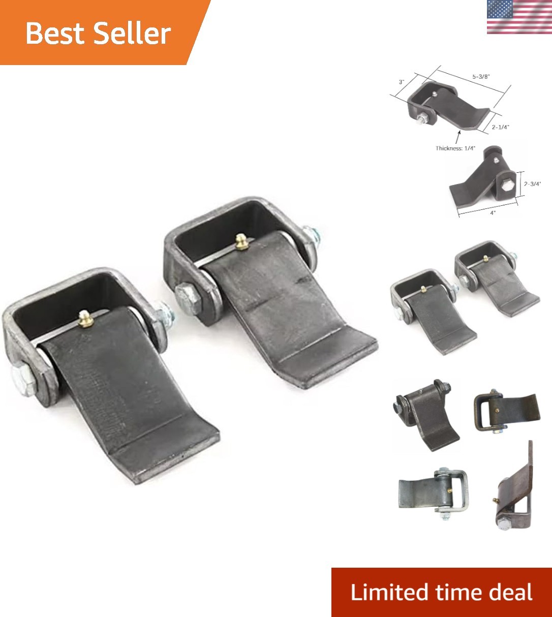 Heavy-Duty Greaseable Trailer Hinges – 2 Pack, Polished Weather-Resistant Design