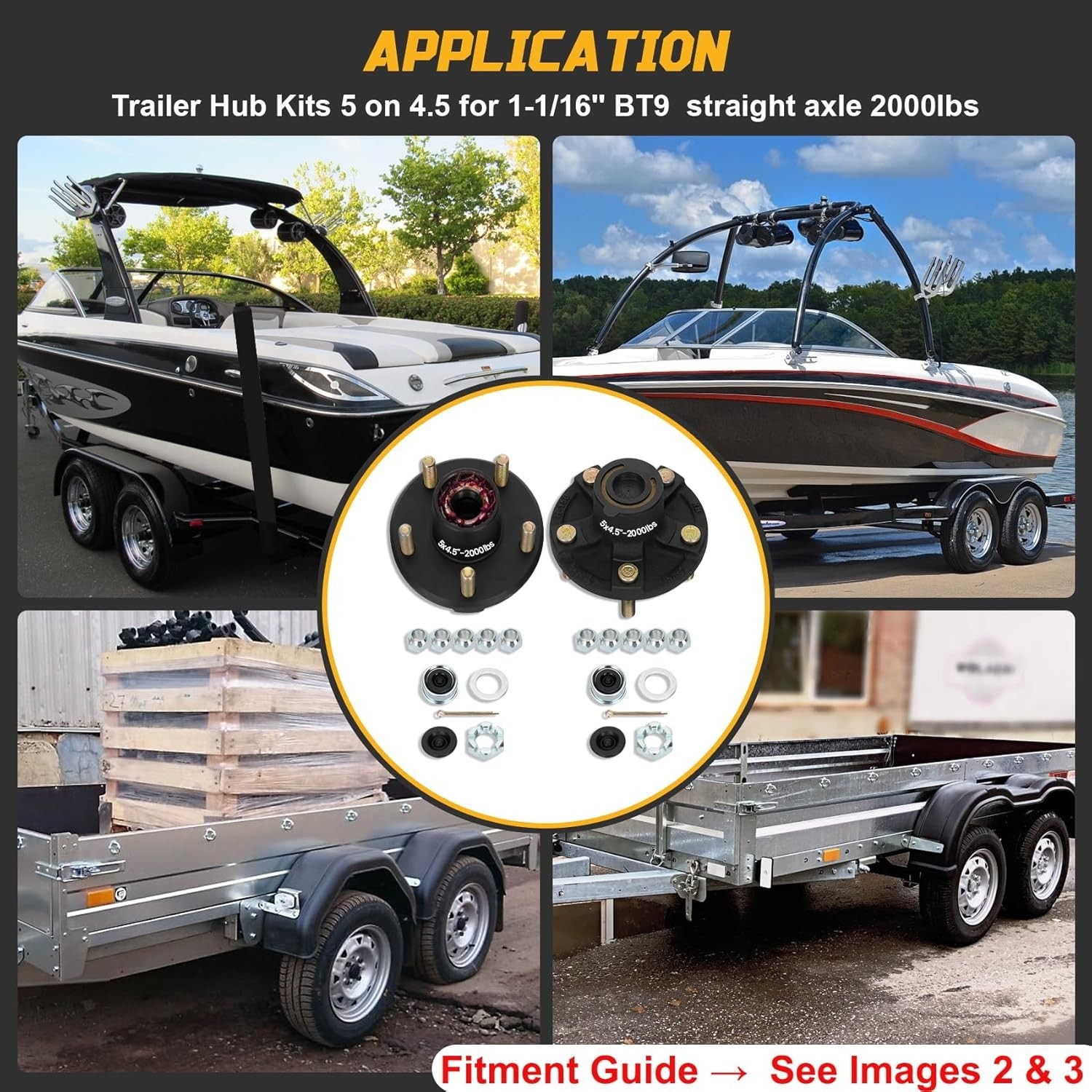 Boat & Utility Trailer Hub Kit: 2 Pack 2000 lbs with Accessories Included