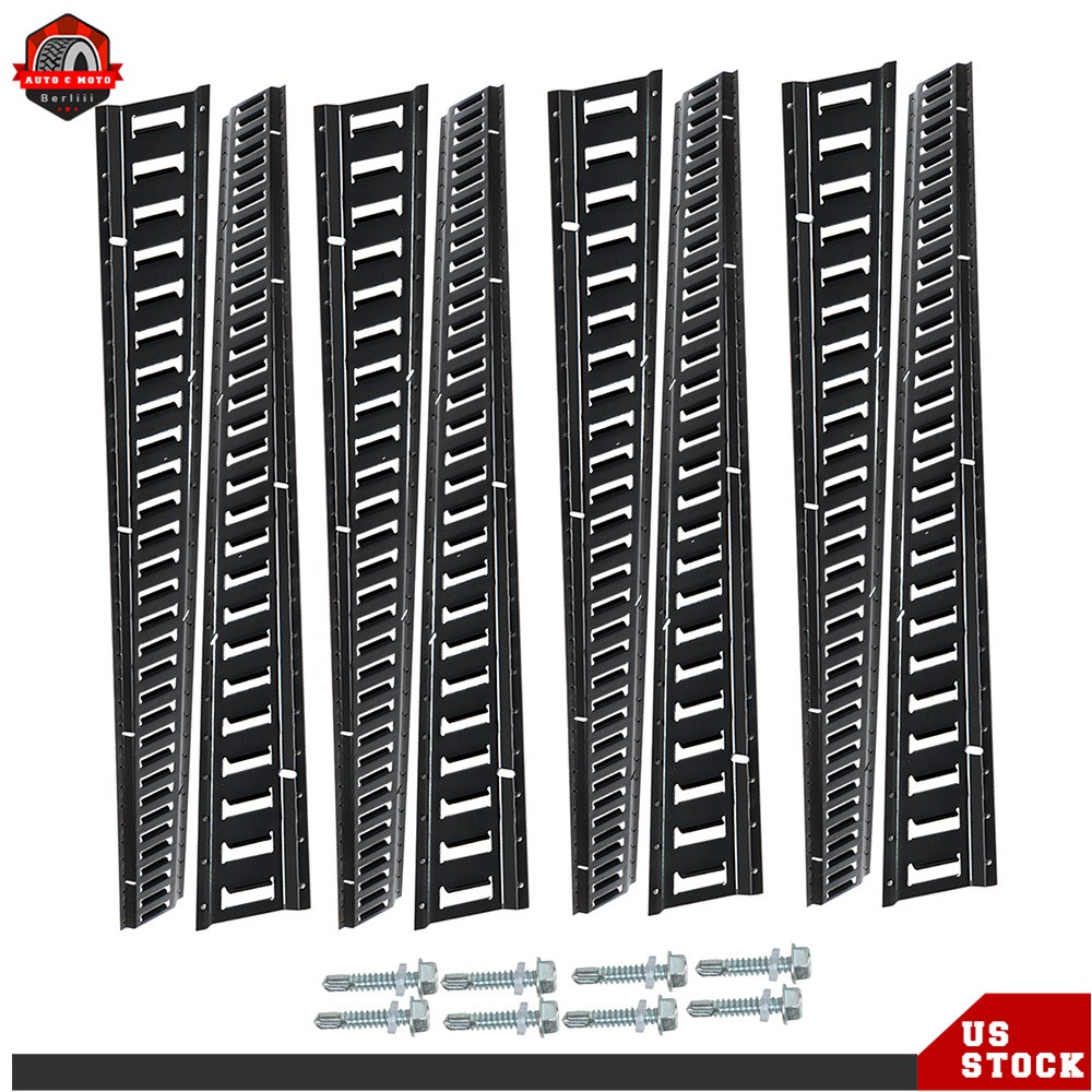 E Track Bar Rails Powder Coat Stainless Steel E Track Tie Down Rail Kit 5′ 8Pcs