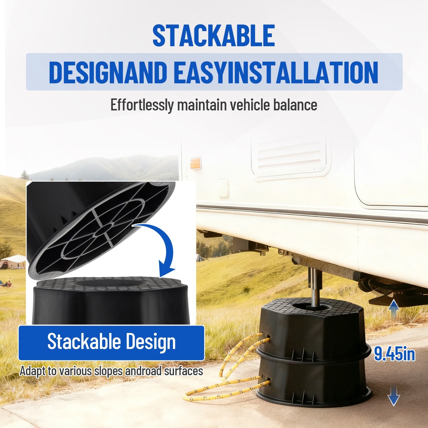 New 2Pack RV Trailer Jack Block Pads 15000 lbs Trailer Levelers Ramp Stabilizing
