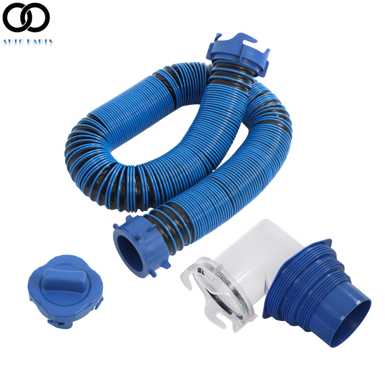 10 FT Sewer Hose Kit & 4-in-1 Adapter & Clear Elbow & Cap For Camper RV Trailer