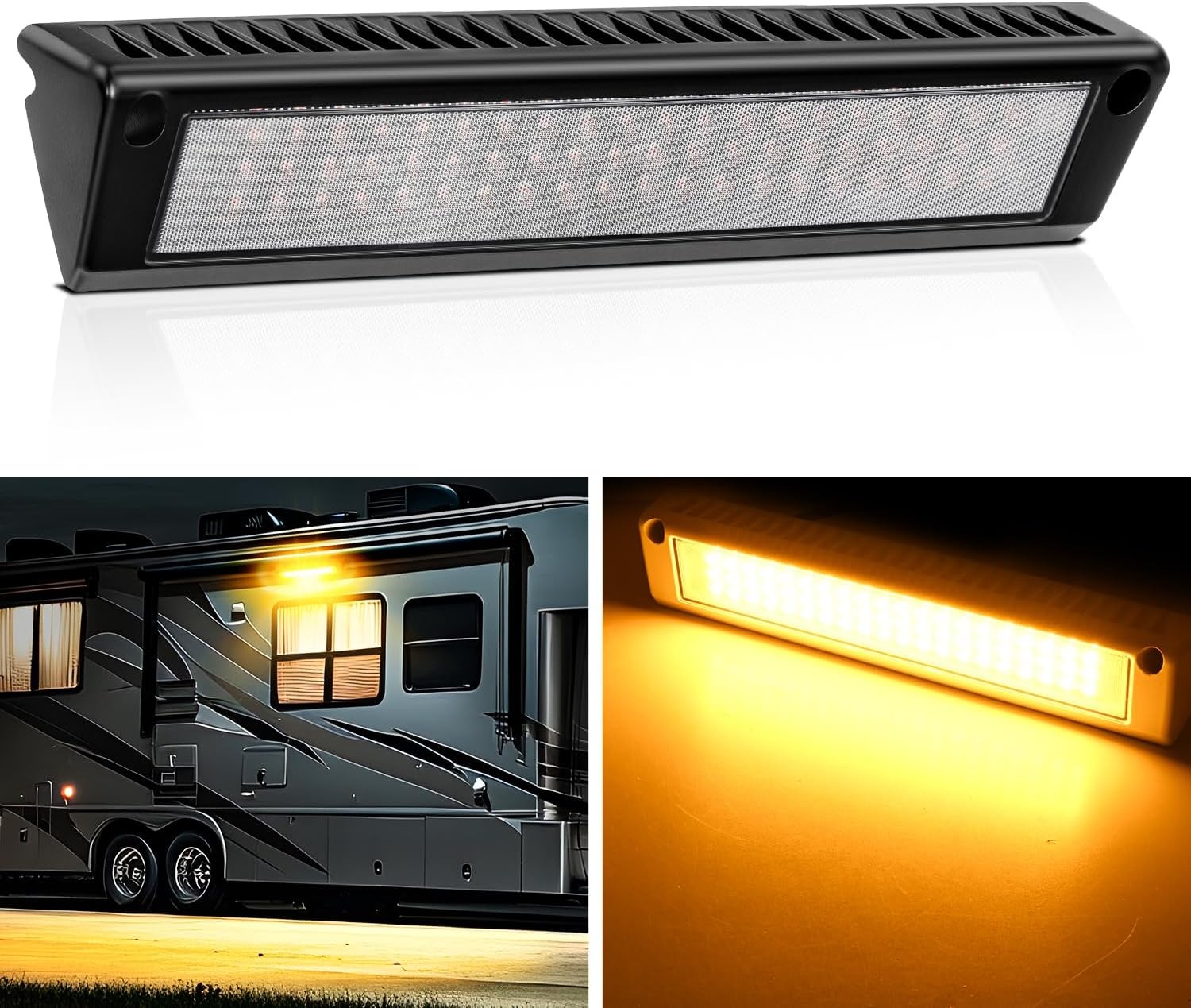 Nilight RV Exterior Lights 13 Inch Porch Light 1PC Amber Beam 12V 24V LED Scene