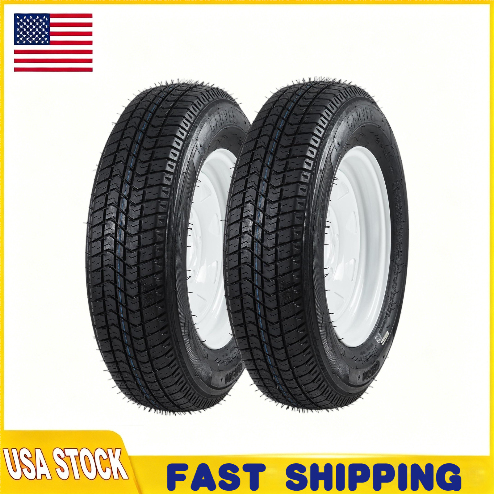 2-Pack Trailer Tires On Rim ST175/80D13 175/80 D 13 LRC 5 Lug White Spoke Wheel