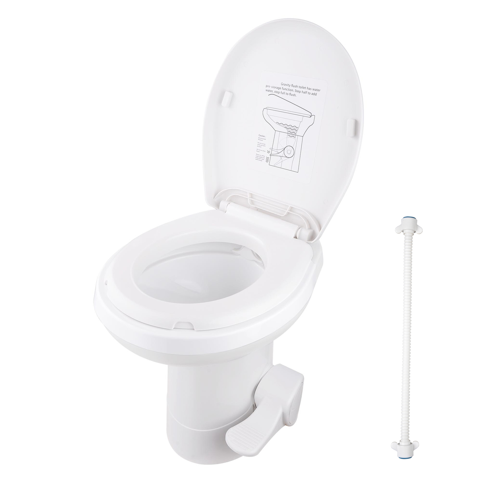 20″ RV Camper Toilet Gravity Flush Toilet Foot Pedal Home Caravan Travel Camping