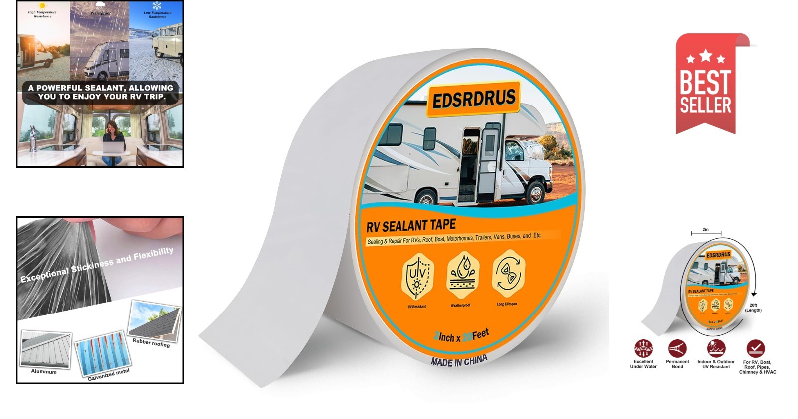 RV Roof Sealant Tape, 2 Inch X 20 Feet RV Repair Seal Tape for Camper Trailer