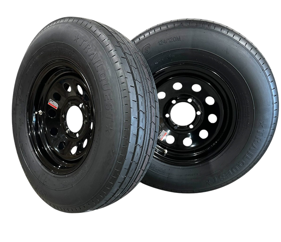 2pc ST235/80R16 Radial Mounted Trailer Tire LRE 6 Lug Modular Black Wheel 6×5.5″