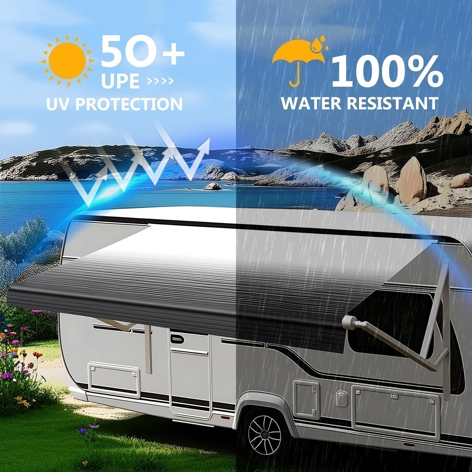 Camper Awning Replacement Strip Gray Fade for Motorhome Awning Fabric
