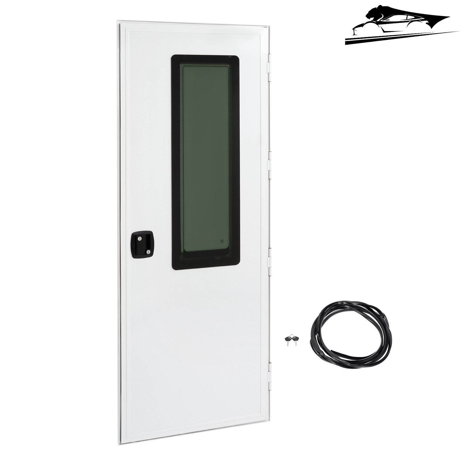 24″ X 68″ Aluminum Square RV Entry Door Entrance White w/ LOCK/KEY For Universal