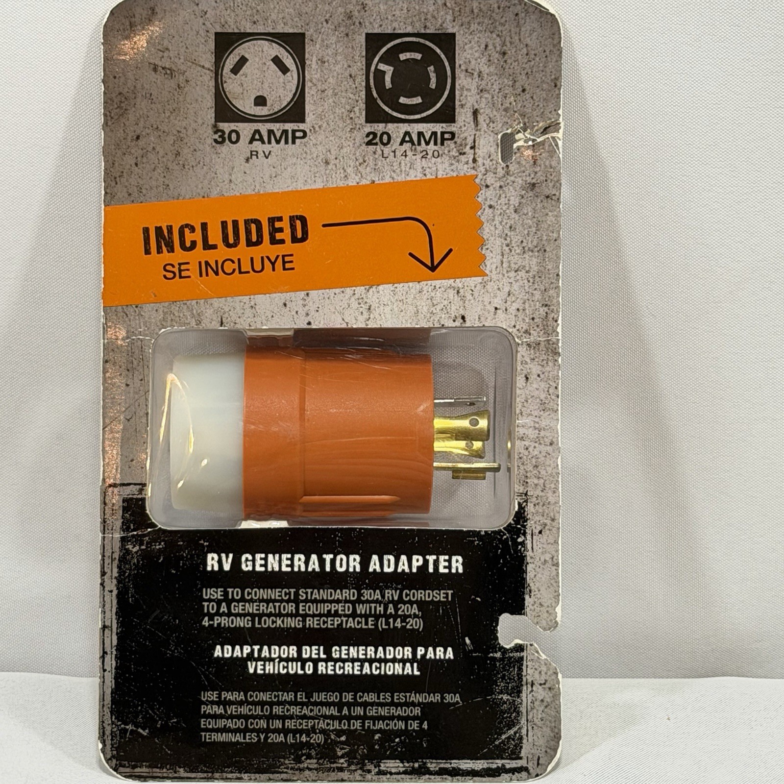 RV 30 Amp Generator Plug Adapter 4 Prong To 20A L14-20 New In Package
