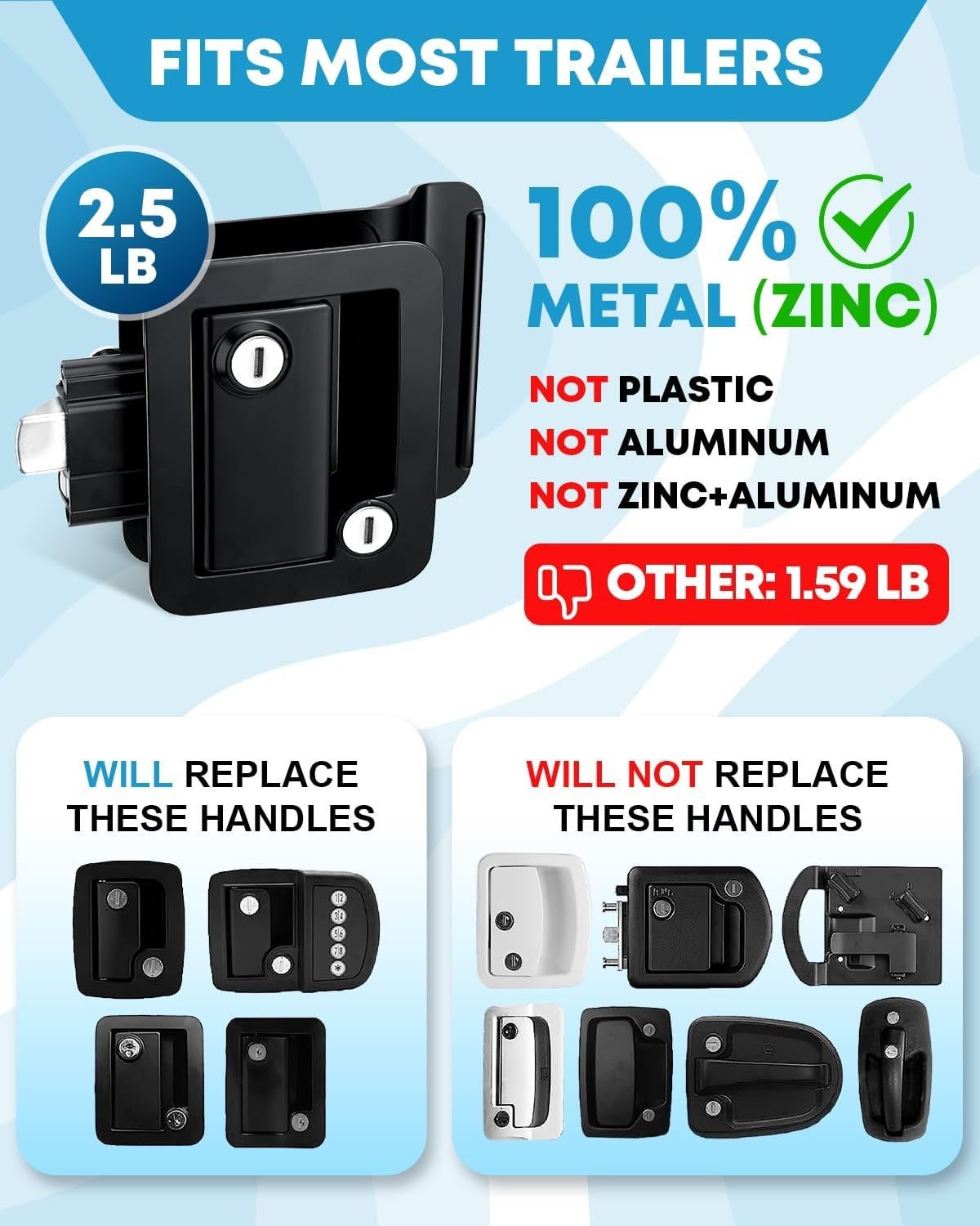 Durable RV Entry Door Lock with Paddle Latch – Zinc Alloy Construction
