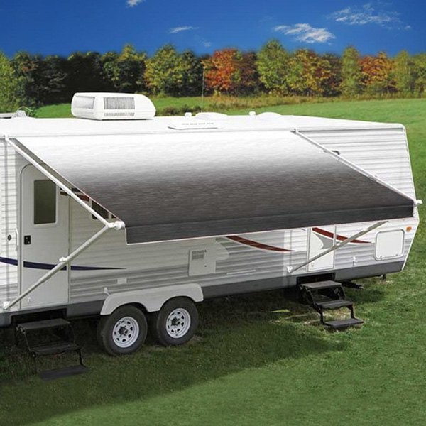 Vinyl Fabric for RV Patio Awnings 17’W x 8’Ext. Black Shale Fade One-Piece