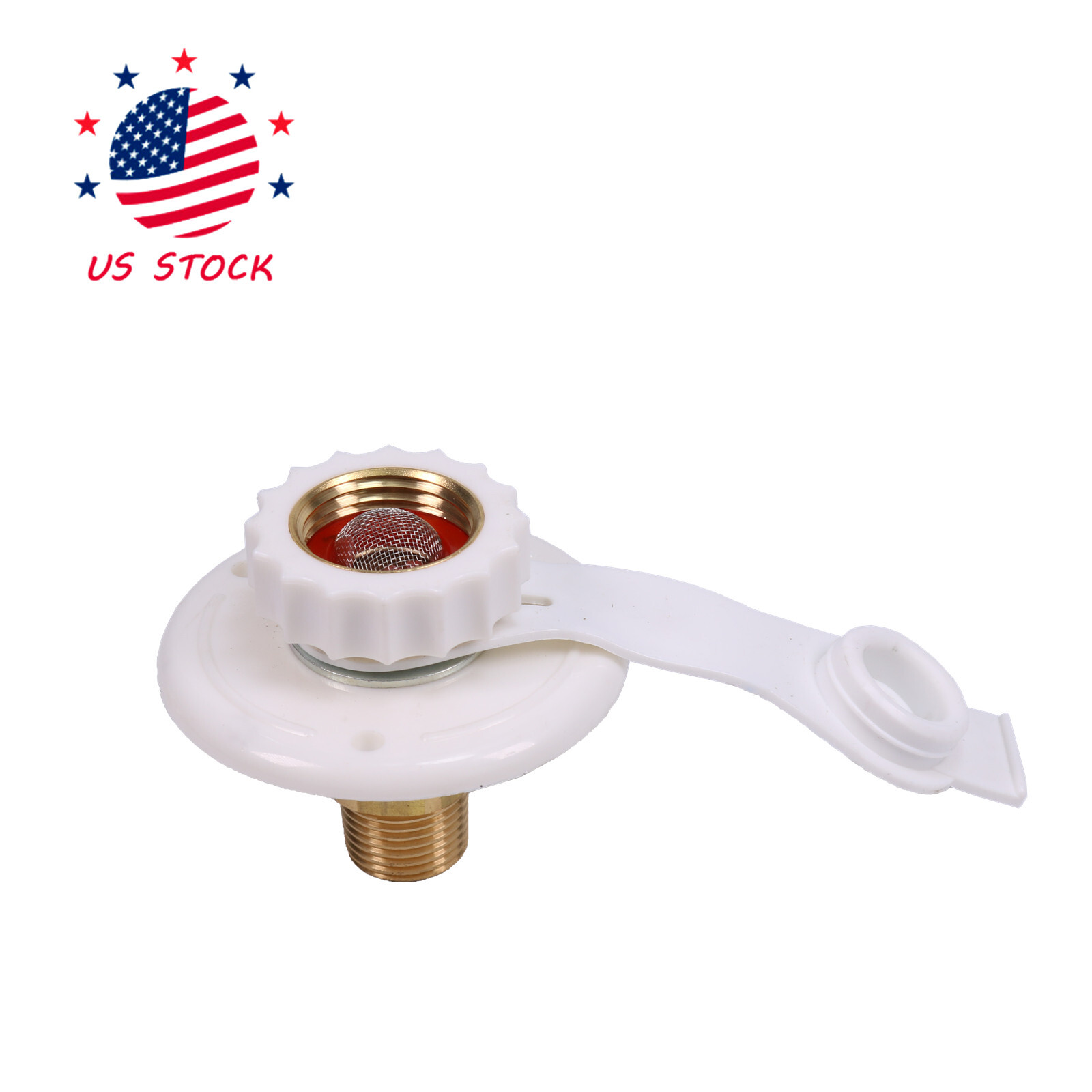 White City Water Fill inlet flange Brass w/ check valve RV Camper MPT 1/2″ Male