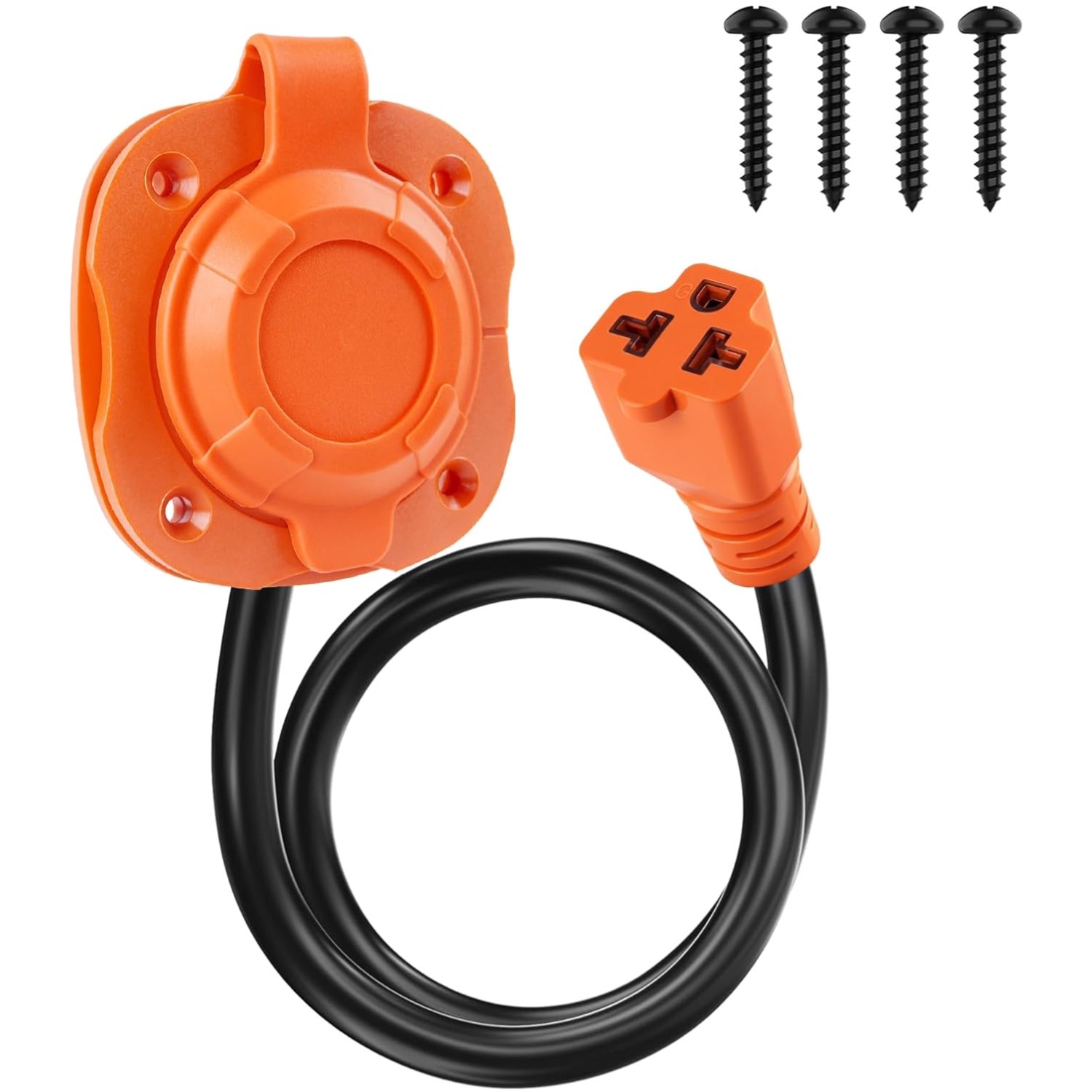 20A RV Shore Power Inlet with 5-in-1 T-Blade and 18-inch Weatherproof Cord