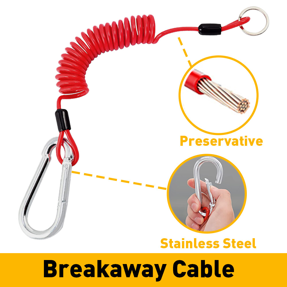 6ft Trailer Breakaway Cable Trailer Safety Spring Rope Coiled Brake Away Cable