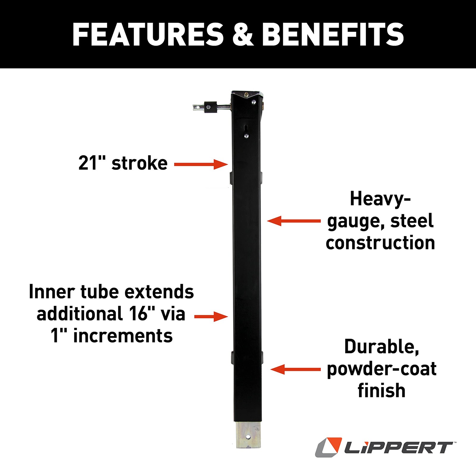 Lippert 5th Wheel Landing Gear Lead Drop Leg, 29-1/2″ Replacement with Snap Pin