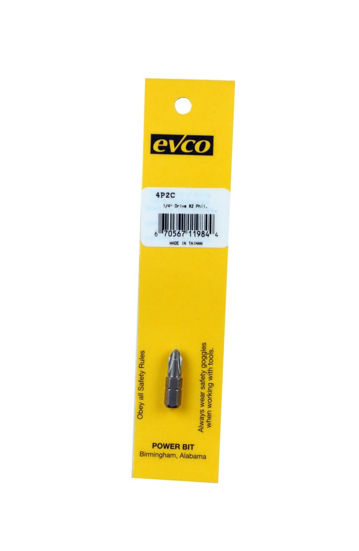 AP Products 009-4P2C Screw Bit #2 Point Size 1/4 Inch x 1 Inch Bit Size