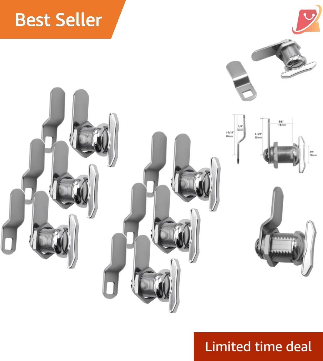 5/8 Inch Zinc Cam Lock Pack for RV Storage Locking Non-Locking Thumb Turn