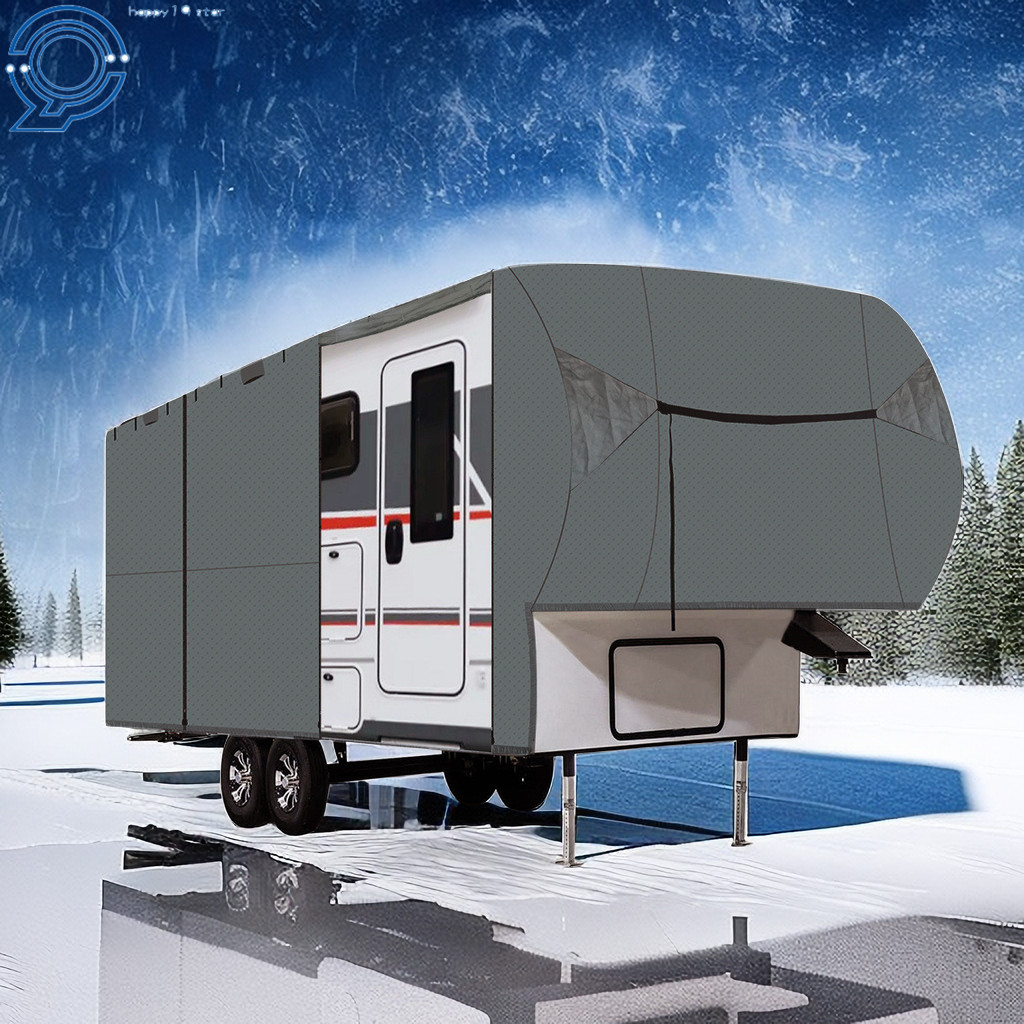 33′-37′ FT 4-Ply Waterproof 5TH Wheel RV Motorhome Camper Storage Cover Gray