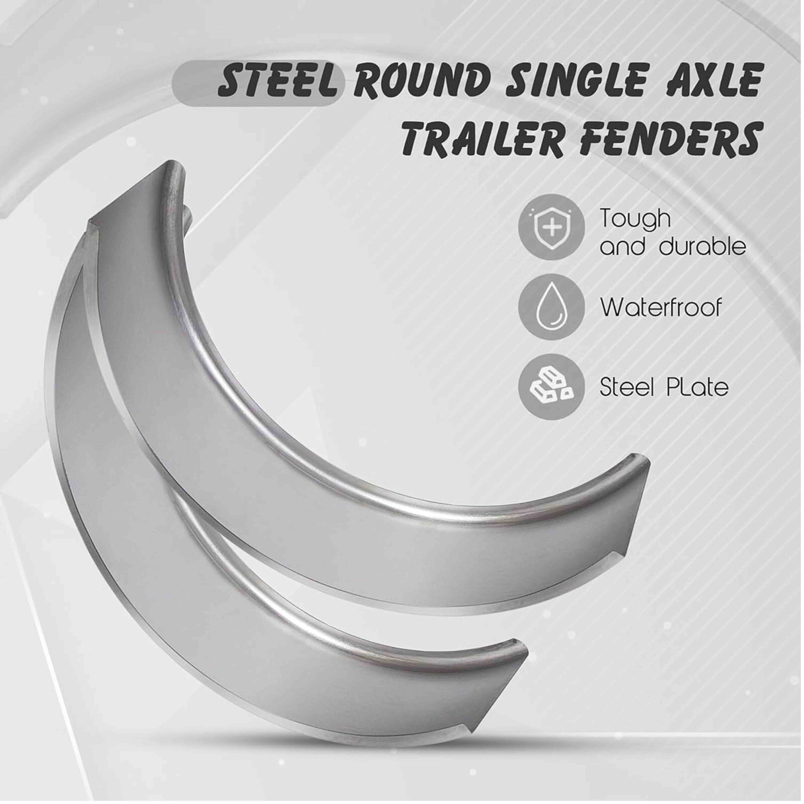Pair of Round Trailer Fenders (14″-16″ wheels) & Fender backs T68EX2WFB