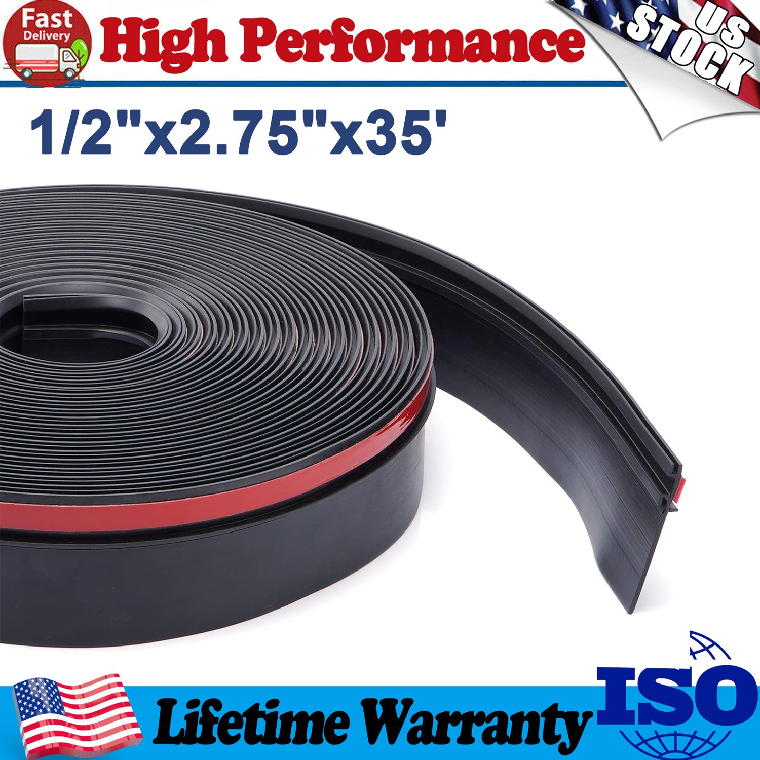 1/2″x2.75″x35′ RV Trailer Slide Out Wiper Seal Camper Travel Rubber Weather Seal