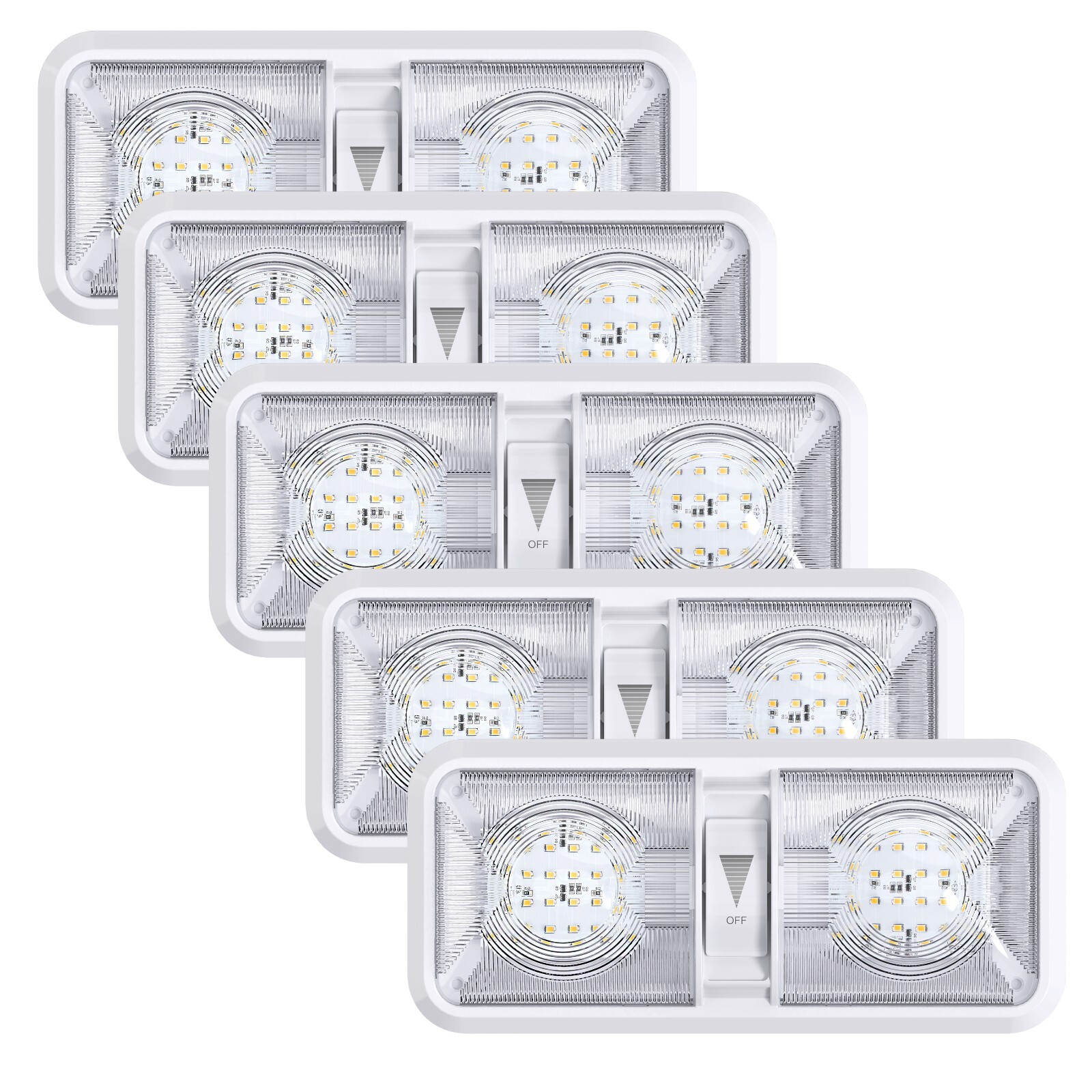 5 Pack Upgraded Super Bright DC 12V Led RV Ceiling Double Dome Light RV Interior