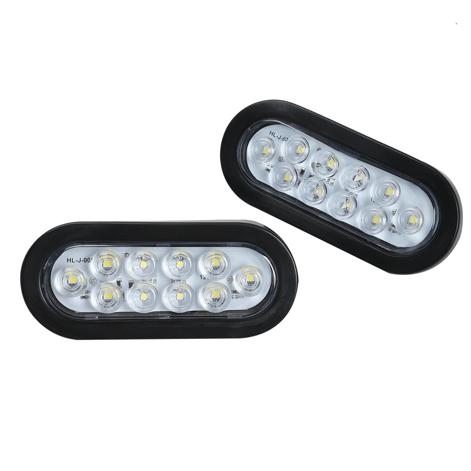 20Pcs 6″ Oval White 10 LED Trailer Truck Reverse Backup Tail Lights Flush Mount