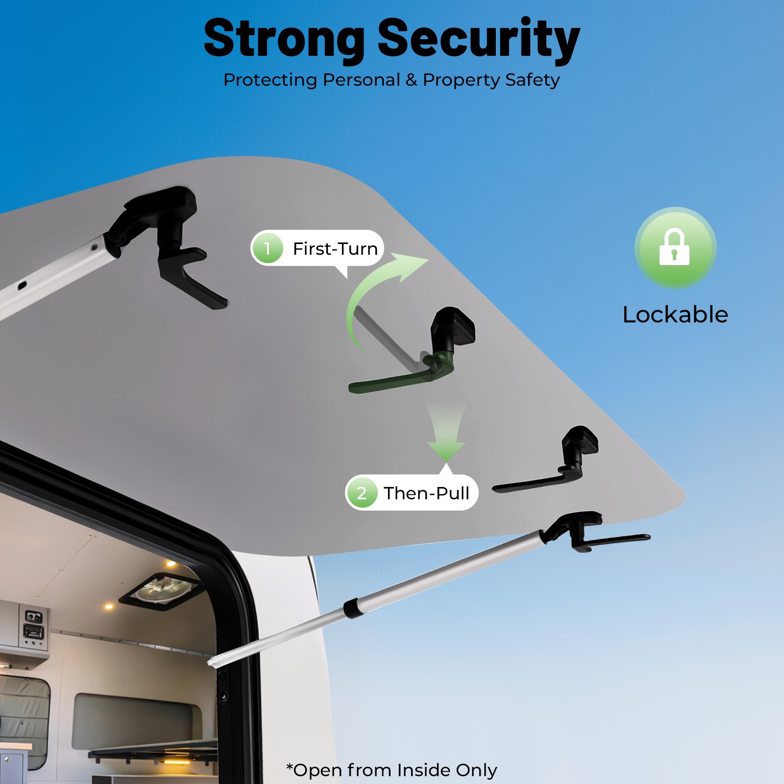 RV Caravan Camper Top-Hinge Push-Out Window 900mm x 550mm 30mm with Blind Screen