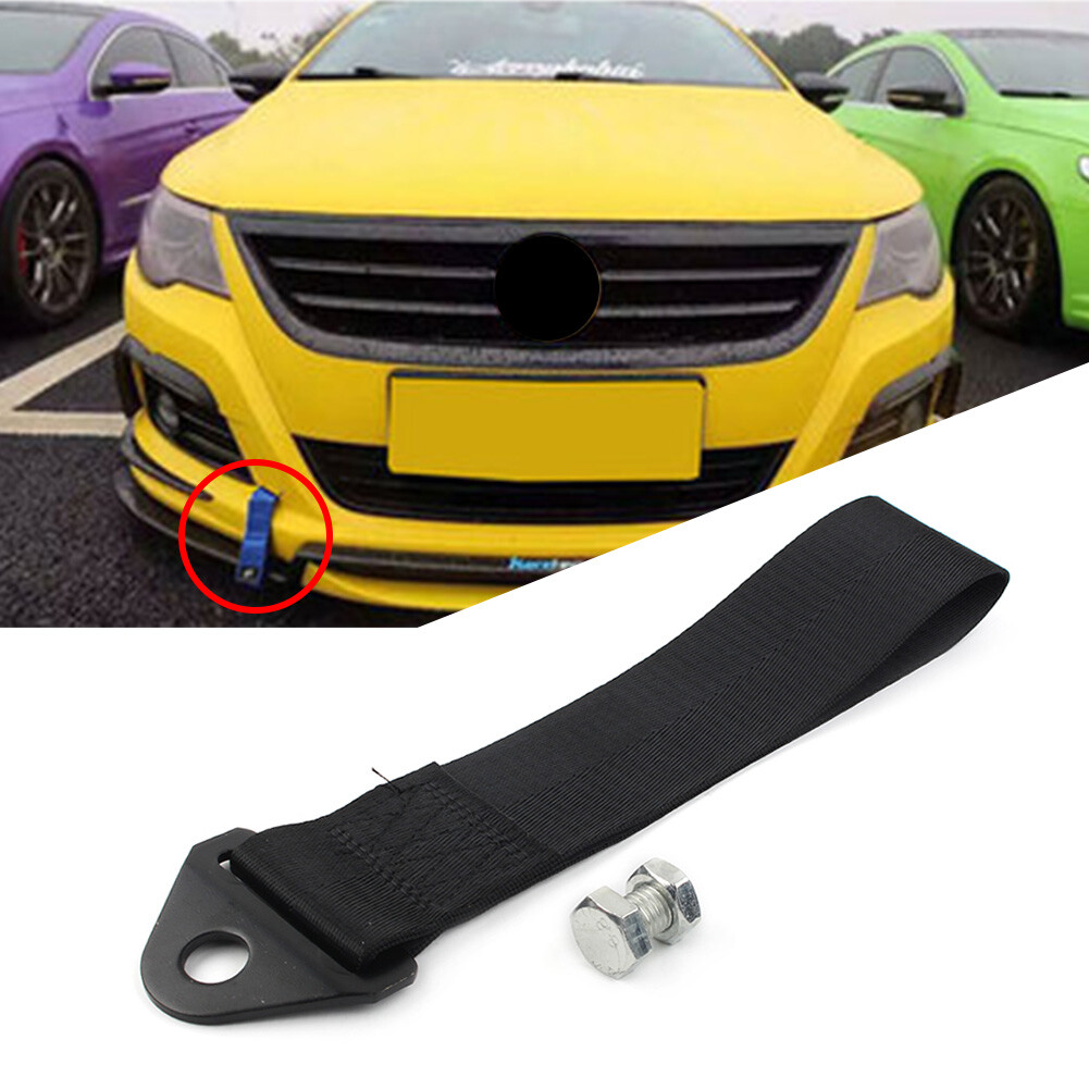 26Cm High Strength Nylon Tow Strap Belt Universal Car JDM Racing Tow Ropes Black