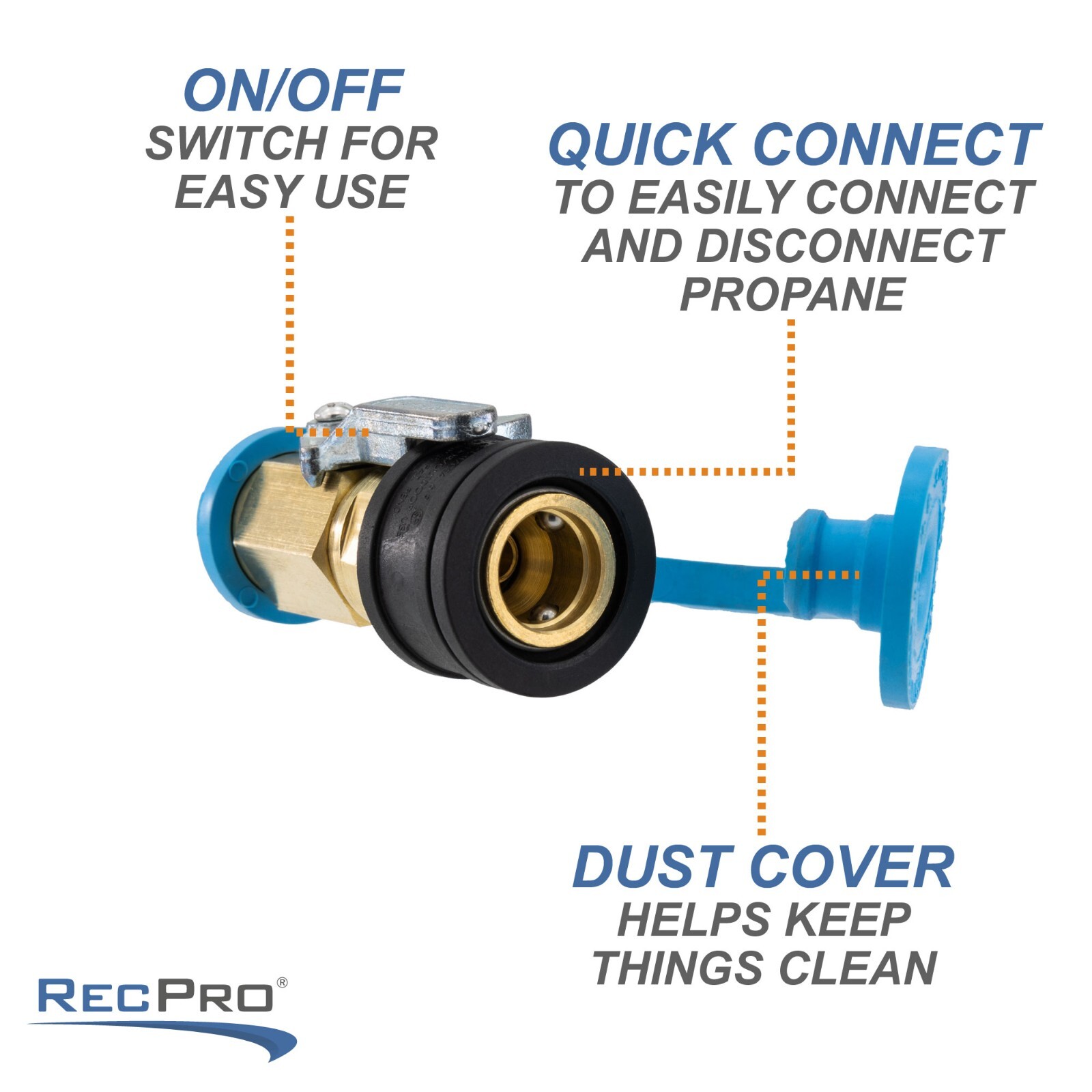 RV Propane Quick Disconnect Adapter 1/4″ QD Brass LPG Fitting with Dust Cap
