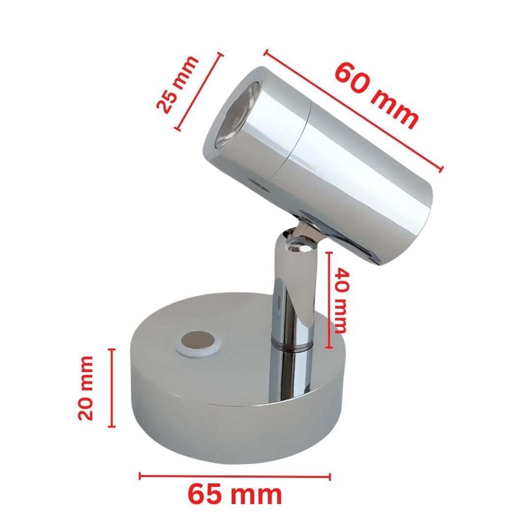 LED Reading Light 12V 24V Chrome Spotlight Touch Switch USB Caravan Boat Lamp