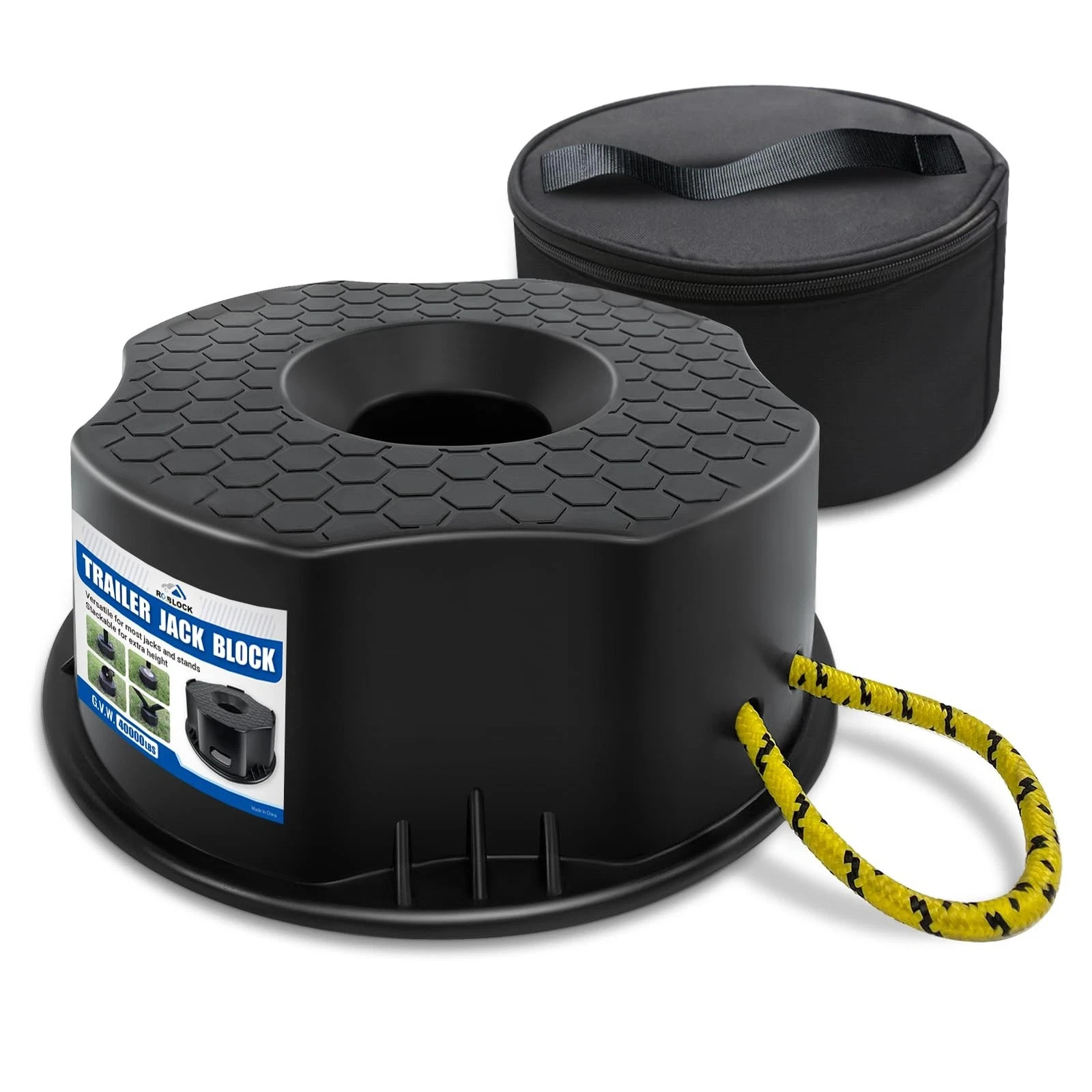 ROBLOCK 6″ Trailer Jack Block RV Camper Stabilizer Block w/ Bag Universal Fit