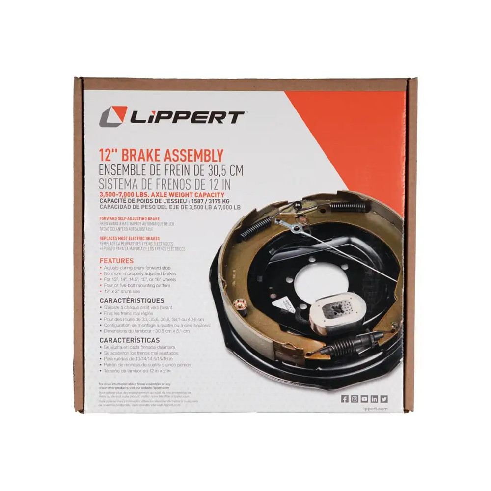 Lippert 12×2 LH Brake+Hub 8on6.5 (7K Std/8K Hybrid) 5/8 Stud – Fits Dexter Alko