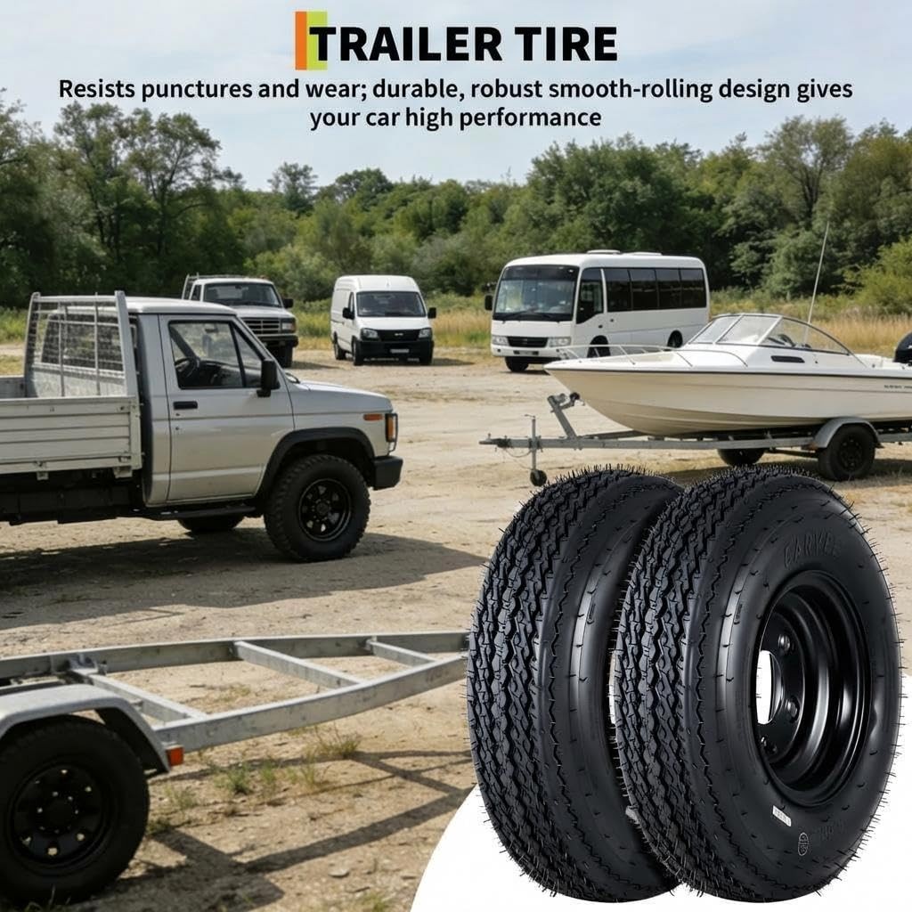 2 Pcs 4.80-8 Trailer Tires with Rims 4.80×8 480-8 6PR Load Range C 4 Lug on 4″