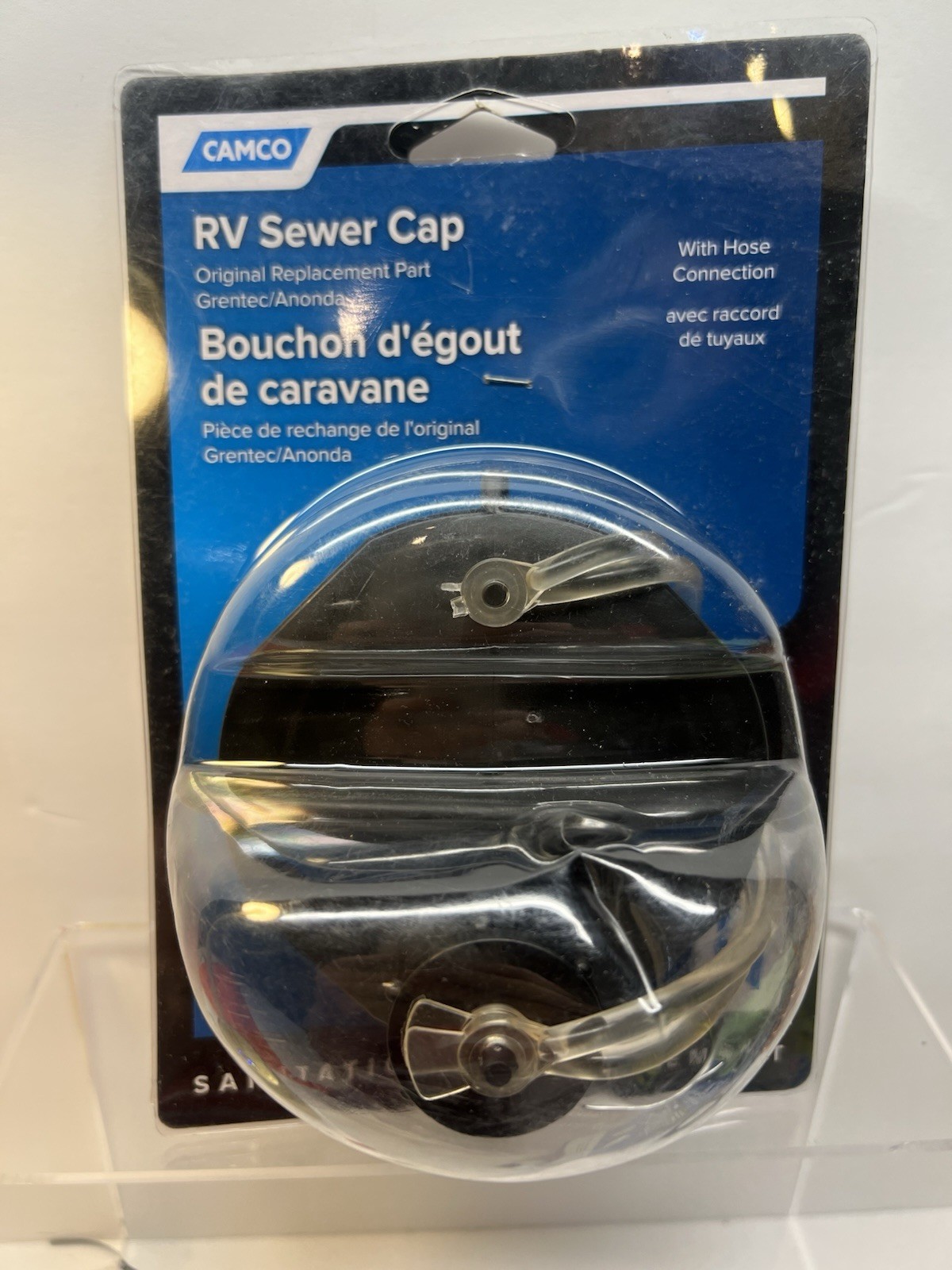 Camco 39463 RV Sewer Cap W/ Hose Connection