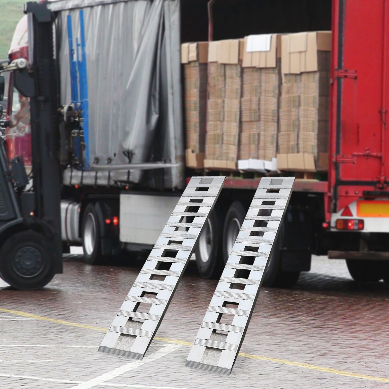 Pair Aluminum Trailer Ramps 6000 lbs Loading Ramps Truck Car Auto Trailer Ramps