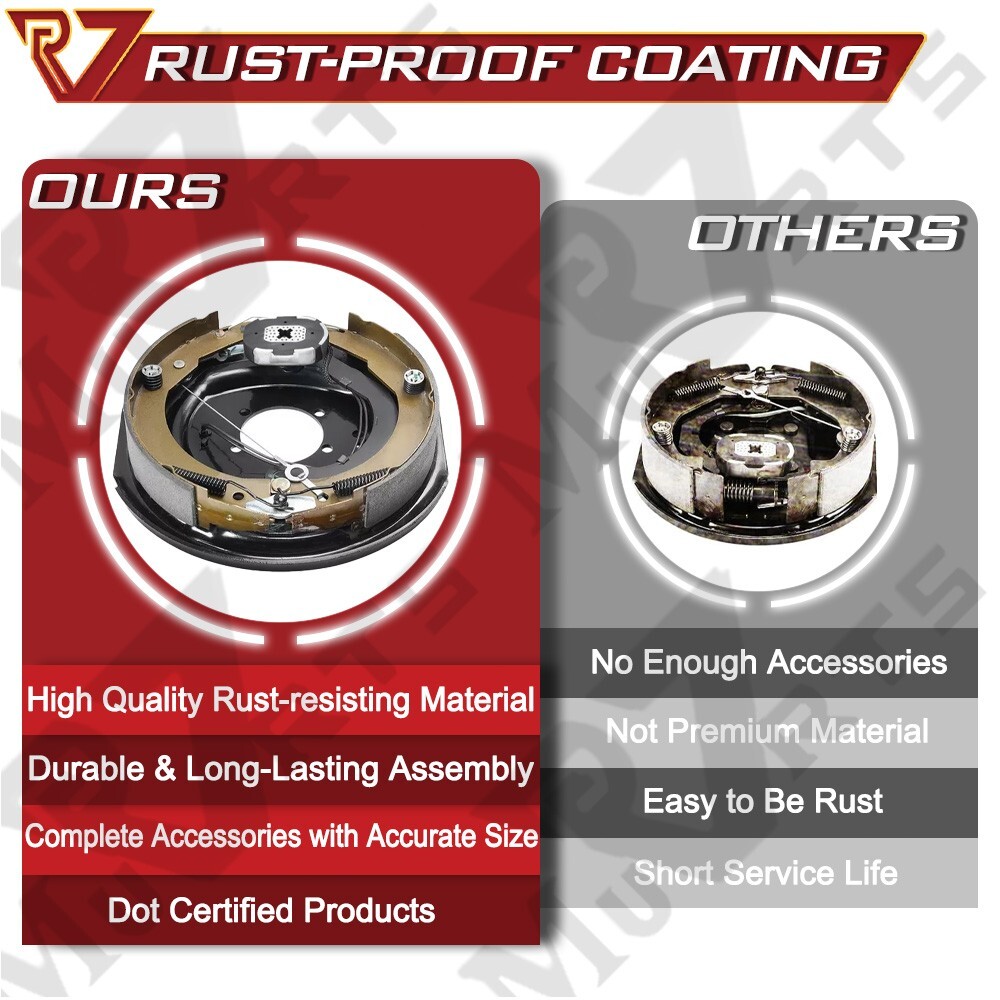 12″X2″ Electric Trailer Self-Adjusting Brake, 6 on 5.5″ Hub Drum Set 5.2-7k Axle