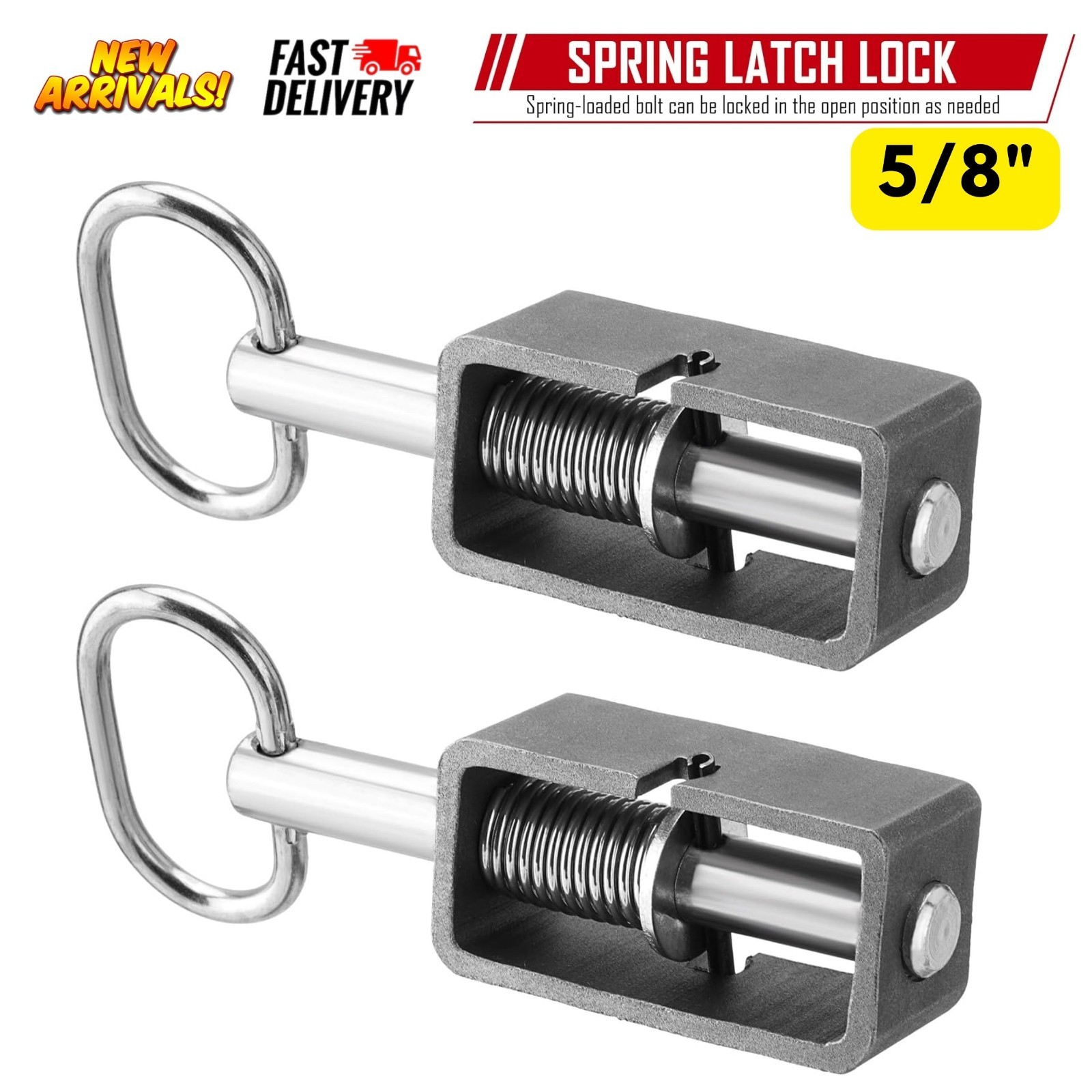 2pk 5/8″ Heavy Duty Weld-on Spring Latch Lock for Trailer Gate Barn Ramp Doors