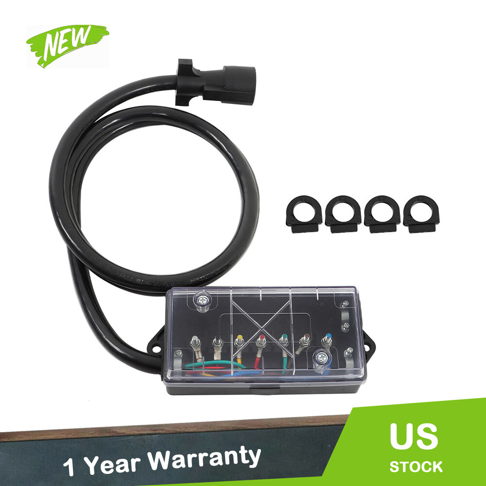 RV Trailer 6Feet 7 Way Trailer Cable with 7 Pin Plug and 7 Gang Junction Box