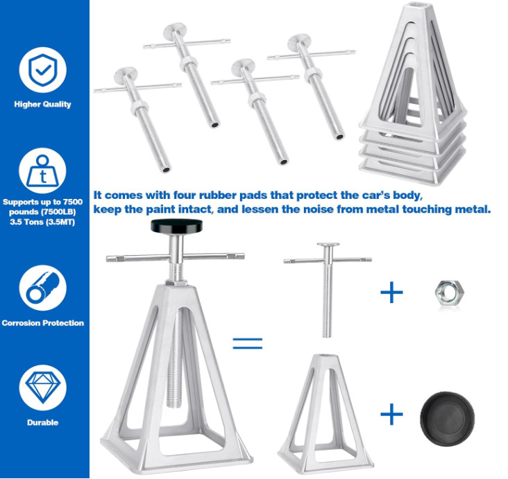 4 Pack RV Stabilizer Jacks 11″-17″ Adjustable Aluminum Screw Jack Stands 7500lbs