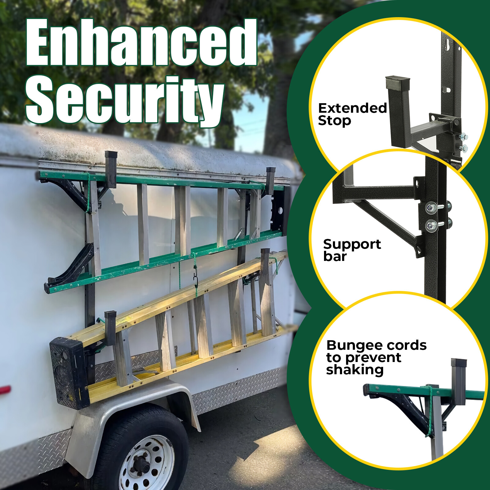Adjustable Trailer Side Ladder Rack For Enclosed Trailers Exterior Wall Mount