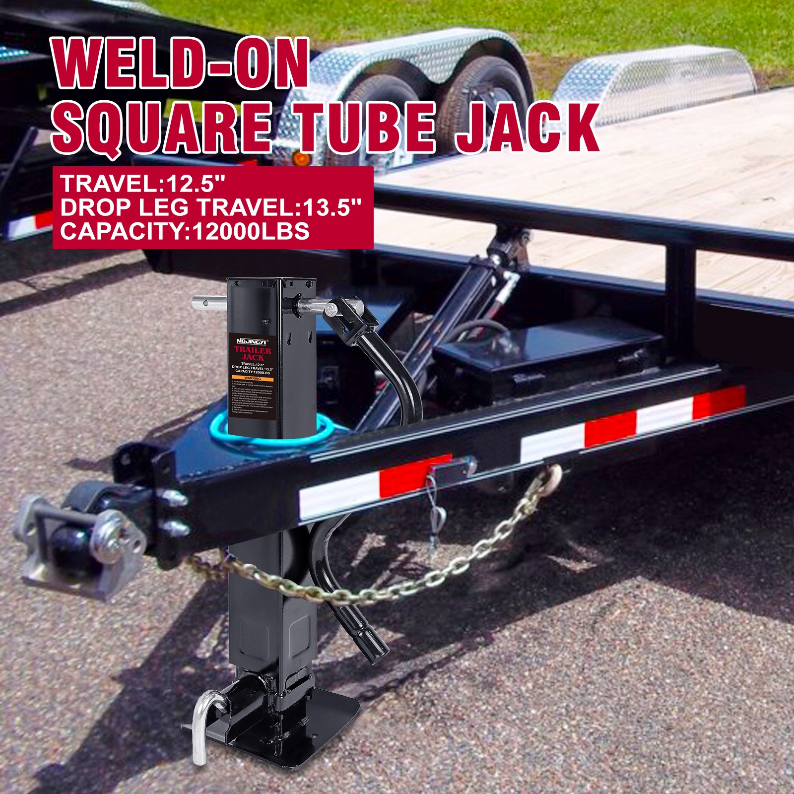 Trailer Jack Weld-on Pipe Mount Swivel Trailer Jack 12000lbs 12.5″Lift 13.5″Drop