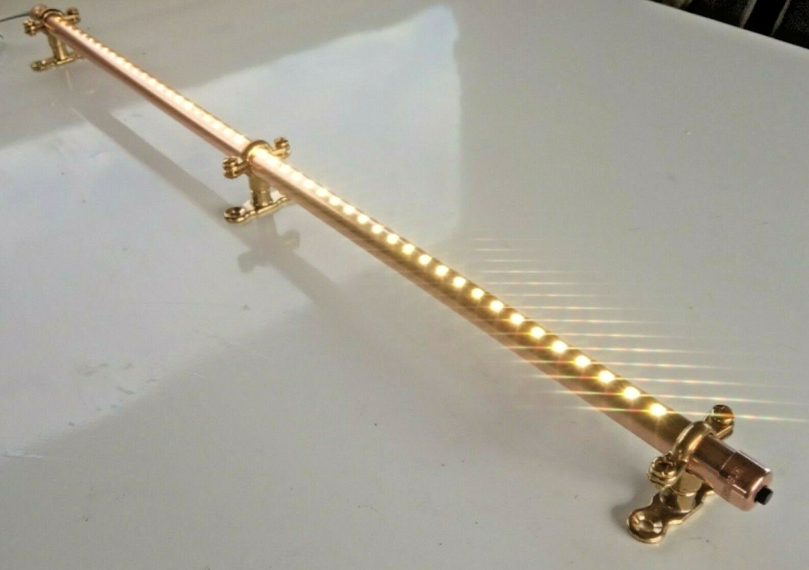 12-120cm 12V Custom Length Copper Light Fixture. Builtin Switch. Campervan, Boat