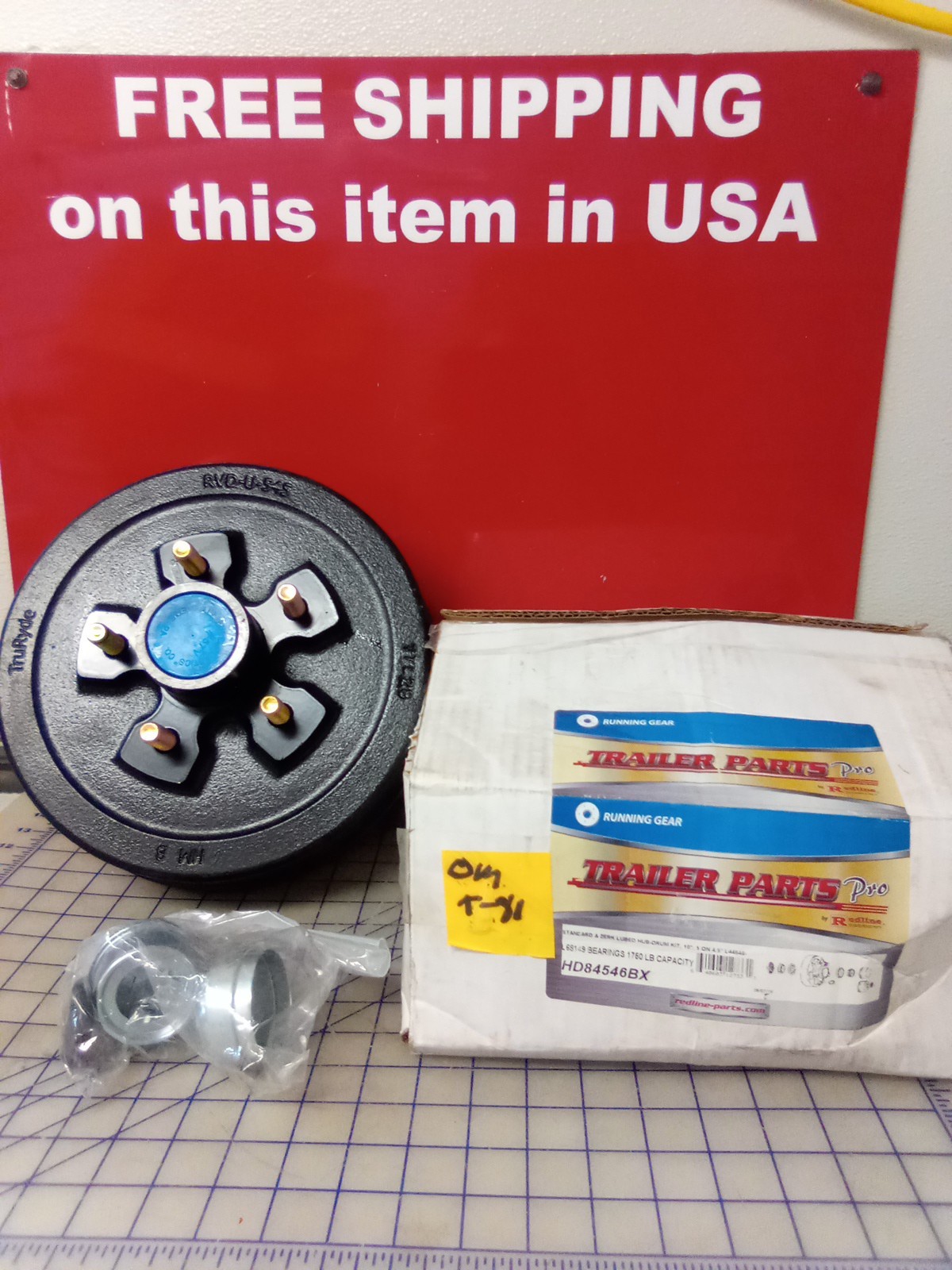Trailer Parts Pro Hub-Drum Kit 10″, Bearing 1750 LB Capacity, HD84546BX, New,…